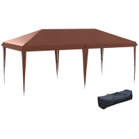 Outsunny Carpa Plegable 6x3 m con Altura Ajustable en 3 Niveles Bolsa de Transporte Anti-UV y Marco de Acero Café(m-1)