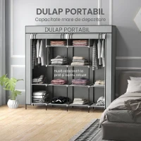 HOMCOM Dulap din Material Textil și Oțel cu 10 Compartimente, 4 Sertare și Uși cu Fermoar, Gri(m-6)