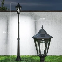 Outsunny 1.9M Garden Lamp Post Light, IP44 Outdoor LED Solar Powered Lantern Lamp with Aluminium Frame for Patio, Pathway and Walkway, Black(m-3)