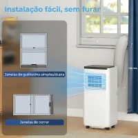HOMCOM Ar Condicionado Portátil 10.000 BTU com WiFi Arrefecimento Desumidificador Ventoinha Temporizador Controlo Remoto e Ecrã LED para 30 m² 33x28x71 cm Branco(m-9)