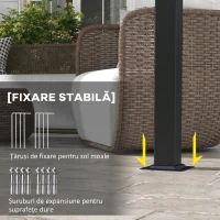 Outsunny Pergolă Gazebo 3x3,5 m cu 3 Acoperișuri Reglabile din Oțel și Poliester Anti-UV, Gri(m-11)