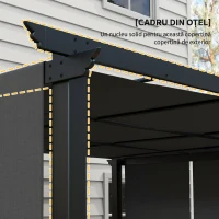 Outsunny Pergolă Gazebo 3x3,5 m cu 3 Acoperișuri Reglabile din Oțel și Poliester Anti-UV, Gri(m-10)