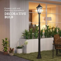 Outsunny 1.9M Garden Lamp Post Light, IP44 Outdoor LED Solar Powered Lantern Lamp with Aluminium Frame for Patio, Pathway and Walkway, Black(m-8)