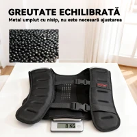 SPORTNOW Vestă cu Greutăți de 8 kg cu Curele Reglabile și Benzi Reflectorizante, din Neopren și Nisip, 43x33 cm, Negru(m-7)