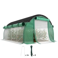 Outsunny Seră de Grădină Tip Tunel 4x3x2 m cu Plasă de Umbrire, Seră pentru Grădină cu 8 Ferestre, 2 Uși și Pereți Laterali Rulanți, Cadru din Oțel și Acoperire din PE, pentru Legume și Flori, Verde(m-11)