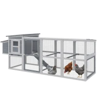 PawHut Large Chicken Coop, Wooden Hen House with Covered Run, Nesting Box, Pull-Out Tray, Opening Asphalt Roof(m-10)
