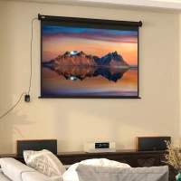 HOMCOM Ecran pentru Proiector 89" Format 4:3 Reglabil cu Telecomandă, 171x130cm, Negru(m-9)