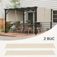 Outsunny Acoperiș pentru Foișor Pergolă 3x3 m din Poliester cu Buzunare și Curele, 488x122 cm, culoare Kaki(m-4)