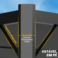 Outsunny Pérgola de Jardim 3x4 m com Proteção UPF 50+ Gazebo com Teto Ajustável Estrutura de Metal para Exterior Cinzento Escuro(m-5)