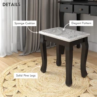 HOMCOM Schminktisch mit Hocker, Frisierkommode, Frisiertisch, Kosmetiktisch, Schwarz, 80 x 40 x 140 cm(m-6)