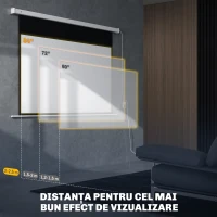 HOMCOM Ecran pentru Proiector 84 Inch cu Telecomandă, din PVC și Metal, 212x8x150 cm, Alb(m-6)