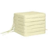 Outsunny Set of 6 Pcs Chair Cushion, 42Lx42Wx5T cm-Cream White(m-1)