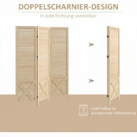 HOMCOM Paravent intérieur en bois 3 panneaux séparateur de pièce pliable panneau perforé 114 x 1,7 x 144,5 cm bois naturel(m-6)