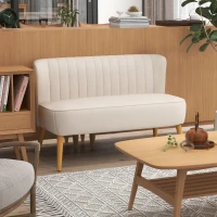 HOMCOM Sofa retrodesign 2-zits, houten poten, 117 cm x 56,5 cm x 77 cm, crèmewit(m-10)