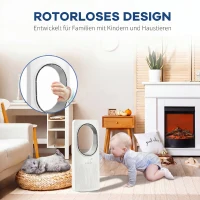 HOMCOM Bladeless Turmventilator für Schlafzimmer, 36 dB Standventilator mit 45° Oszillation, 3 Geschwindigkeiten, 3 Modi, 15-Stunden-Timer, Weiß(m-8)