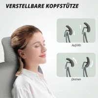HOMCOM Bürostuhl Ergonomischer Schreibtischstuhl mit Hochklappbaren Armlehnen, Verstellbarer Lendenwirbelstütze Grau(m-6)