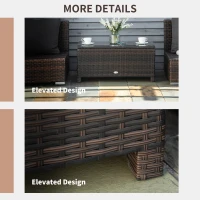 Outsunny PE Rattan Garden Coffee Table with Glass Table Top - Brown(m-13)