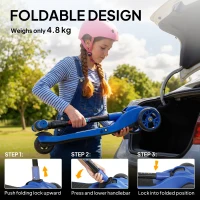 AIYAPLAY Three-Wheel Foldable Electric Scooter for Kids Aged 6-10 Years, Blue(m-9)