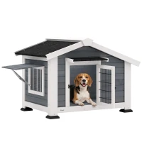 PawHut Cuccia per Cani Casetta per Cani da Esterno in Legno, 98x76x69.5cm(m-11)