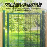 Outsunny Poartă de Grădină din Oțel 97x200 cm, Poartă cu Încuietoare, 3 Chei, Mâner și 2 Stâlpi(m-4)