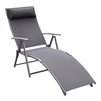 Outsunny transat Chaise Longue Bain de Soleil Pliable Dossier inclinable Multi-Positions têtière fournie 137L x 64l x 101H cm métal époxy textilène Gris