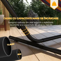 Outsunny Suport pentru hamac din oțel cu măsuță integrată și greutate maximă 150 kg, negru(m-4)