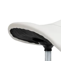 HOMCOM Height Adjustable Saddle Stool with Swivel Wheels, Faux Leather Salon Chair for Hairdressing, Beauty, Tattoo, White(m-19)