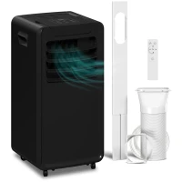 HOMCOM Air Conditioning Unit 10000 BTU, 4-in-1 Portable Air Conditioner with Remote Control, LED Display, 2 Speeds, Black(m-10)