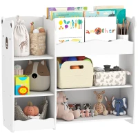 AIYAPLAY Kids Toy Storage Unit, Bear Design Kids Bookshelf and Toy Organiser, for Bedroom, Nursery, Playroom, White(m-10)