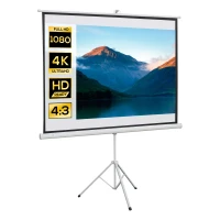 HOMCOM Écran de projection avec trépied pliable 84 pouces 4K HD 4:3, écran vidéoprojecteur réglable en hauteur, idéal pour le home cinéma, les films en intérieur/à l'extérieur(m-1)