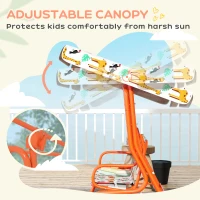AIYAPLAY Kids Porch Swing, 2-Seater Patio Swing Bench Hammock with Seat Belts, Adjustable Canopy for Garden, Orange(m-4)