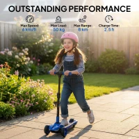 AIYAPLAY Three-Wheel Foldable Electric Scooter for Kids Aged 6-10 Years, Blue(m-7)