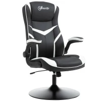 Vinsetto Poltrona da Gaming da Ufficio Ergonomica, Altezza Regolabile, Base Fissa, Braccioli Pieghevoli Nero e Bianco(m-1)