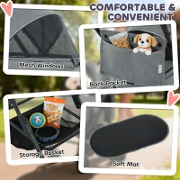 PawHut Pet Stroller, Foldable Dog Cat Stroller with Detachable Carrier, Wheels, Storage Basket, Secure Leash(m-8)