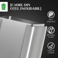 HOMCOM Coș de Gunoi cu 3 Compartimente de 20L cu Închidere Silențioasă, din Oțel Inoxidabil și PP, 61.9x36.6x56.7 cm(m-8)