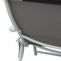 Outsunny Sun Lounger Metal Frame Outdoor Folding Chaise, Texteline Lounge Chair Recliner with Headrest and 7 Levels Adjustable Backrest, Grey(m-18)
