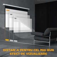 HOMCOM Ecran de Proiecție Motorizat 100" 16:9 cu Telecomandă, 251x8x168 cm, Alb(m-6)