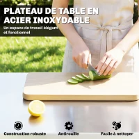 Outsunny Chariot de Barbecue Table de Préparation Extérieur avec Plan de Travail et Roulettes Acier Inoxydable 85x60x92cm Argenté(m-4)