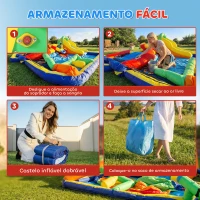AIYAPLAY Castelo Insuflável Aquático com Ventoinha 550 W 9 em 1 com Escorrega Trampolim Escalada 2 Piscinas 330x290x185 cm Multicor(m-7)