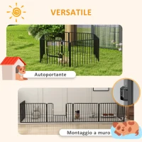 PawHut Recinto per Cani a 6 Pannelli Modulabili da Interno ed Esterno, in Acciaio, 164x83x60 cm, Nero(m-6)