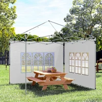 Outsunny Pereți Laterali pentru Foișor 3x3 sau 3x4 cu Ferestre Incluse, din Plastic și Țesătură Oxford, 295x195 cm, Alb(m-9)
