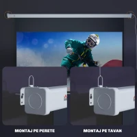 HOMCOM Ecran pentru Proiector 84 Inch cu Telecomandă, din PVC și Metal, 212x8x150 cm, Alb(m-7)