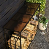 Outsunny Suport de 1,8m pentru Lemne de Foc cu Acoperis din Policarbonat, Suport pentru Busteni de Depozitare a Lemnului pentru Soba si Semineu, greutate sustinuta 2100 kg(m-9)