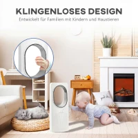HOMCOM Bladeless Turmventilator für Schlafzimmer, 36 dB Standventilator mit 45° Oszillation, 3 Geschwindigkeiten, 3 Modi, 15-Stunden-Timer, Weiß(m-6)