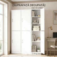 HOMCOM Bibliotecă Înaltă 180 cm, Raft Modern cu 5 Niveluri Reglabile, Mobilier Independent pentru Living, Dormitor, Birou, Alb(m-8)