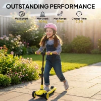 AIYAPLAY Three-Wheel Foldable Electric Scooter for Kids Aged 6-10 Years, Yellow(m-7)