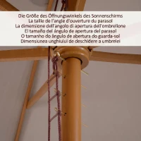 Outsunny Umbrelă de grădină 2x3 m impermeabilă, din lemn cu husă detașabilă din poliester, gri(m-6)