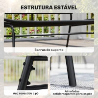 Outsunny Banco de Exterior em Ratã de 2 Lugares com Assento e Encosto em Ratã, Estrutura de Aço, Suporta 240 kg, Preto(m-7)