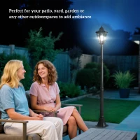 Outsunny 1.9M Garden Lamp Post Light, IP44 Outdoor LED Solar Powered Lantern Lamp with Aluminium Frame for Patio, Pathway and Walkway, Black(m-7)