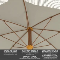Outsunny - Umbrelă de plajă compactă, cu protecție UV40+ și husă de transport, gri deschis(m-5)